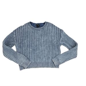 Art Class Denim Blue Ribbed Sweater Girls Large